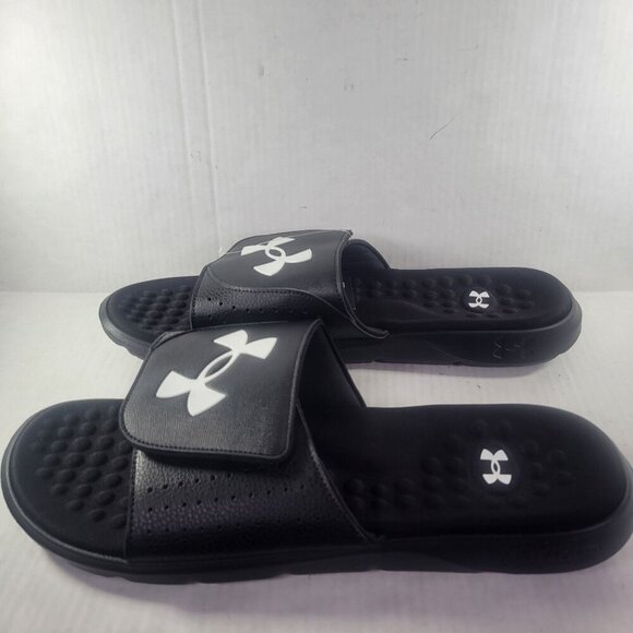 Under Armour Men Ignite 7 SL Black & White Adjustable Slide Sandals Size 17 - Picture 4 of 6
